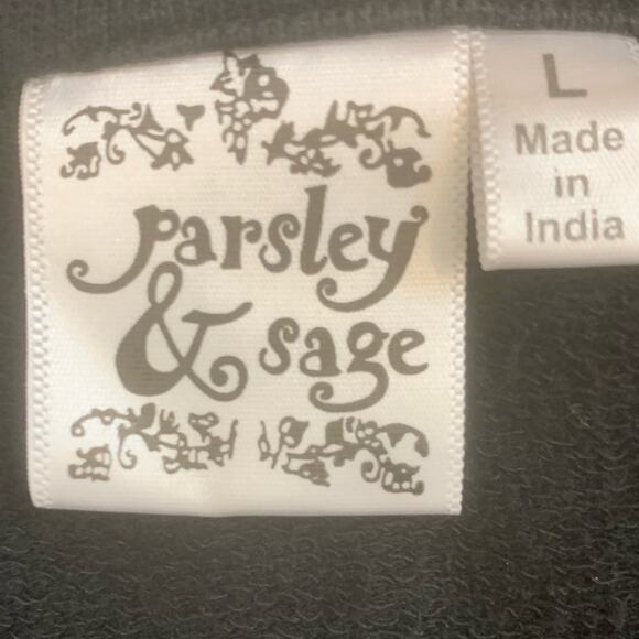 Parsley & Sage Boho Jacket L Black Sweater Full Zip Artsy Festival Funky Goth - Picture 3 of 12